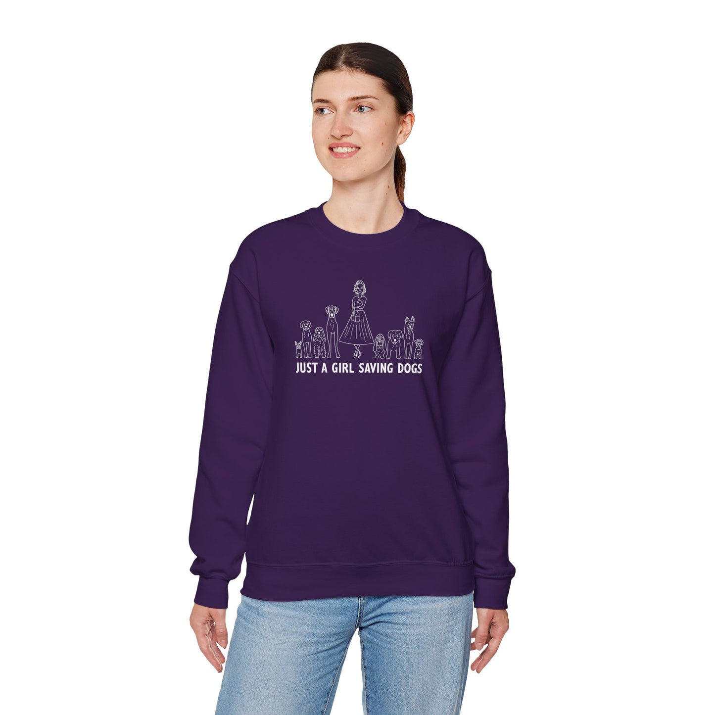 Just a Girl Saving Dogs Sketch Unisex Heavy Blend™ Crewneck Sweatshirt