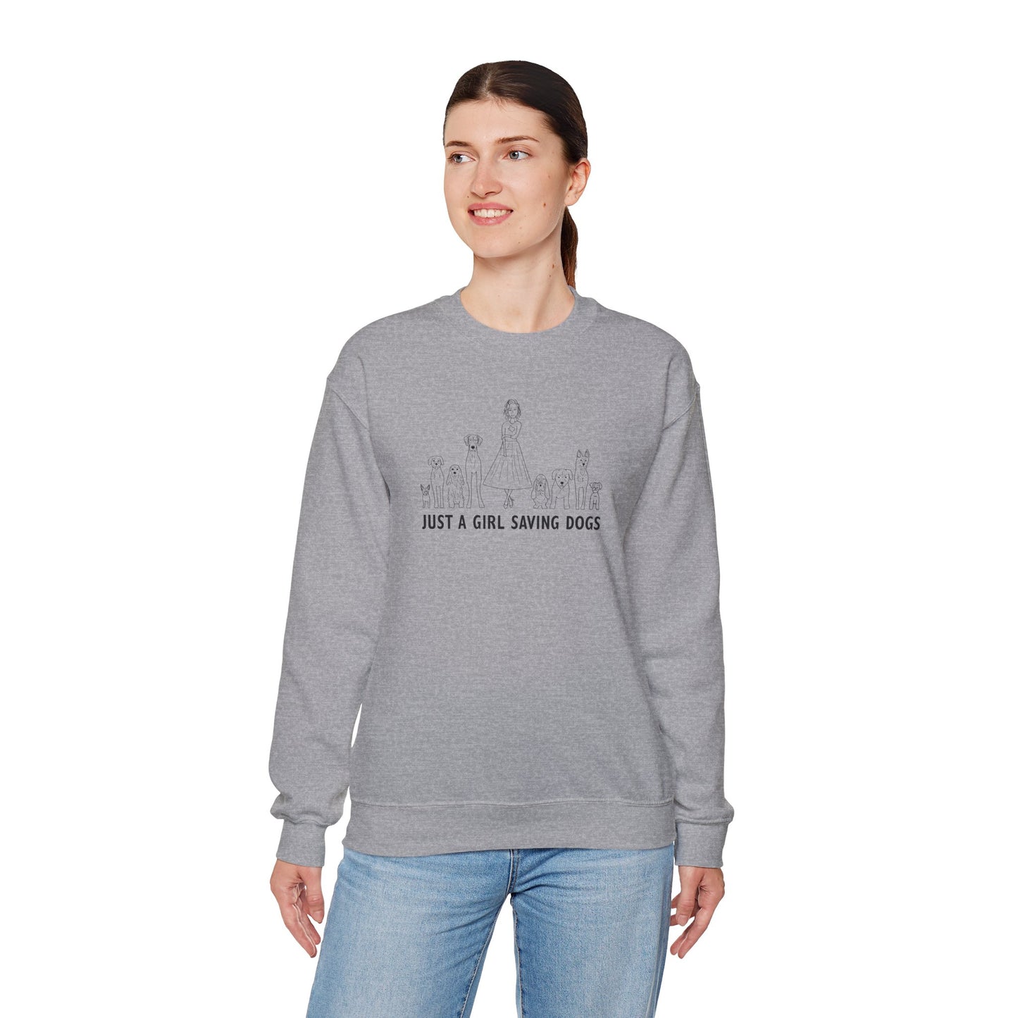 Just a Girl Saving Dogs Sketch Unisex Heavy Blend™ Crewneck Sweatshirt