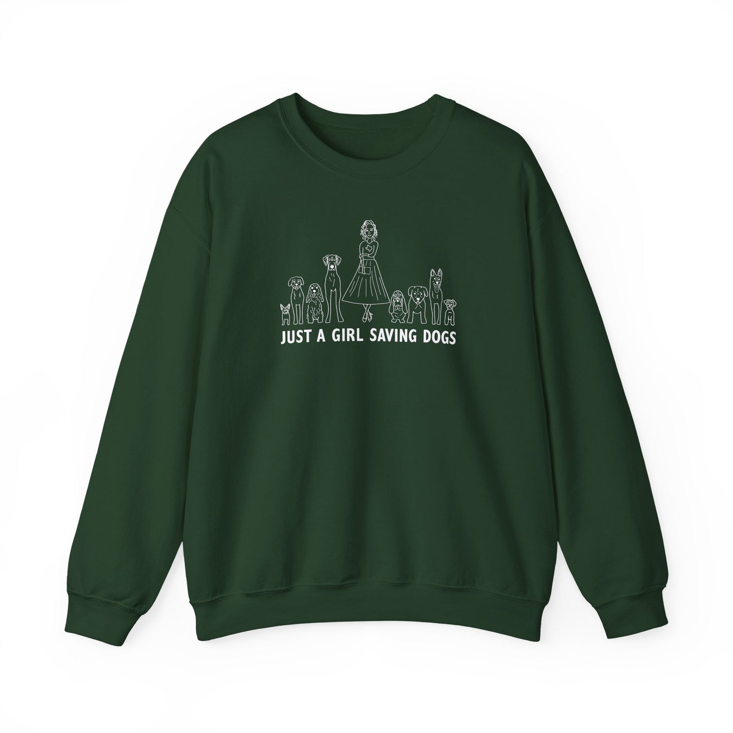 Just a Girl Saving Dogs Sketch Unisex Heavy Blend™ Crewneck Sweatshirt