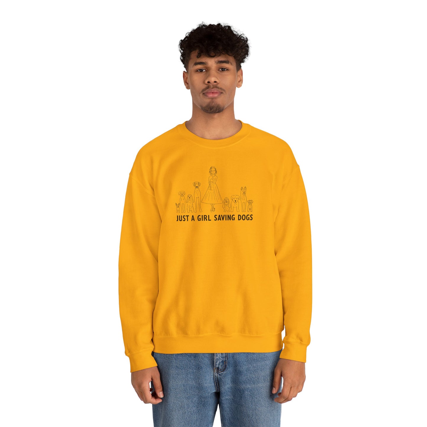 Just a Girl Saving Dogs Sketch Unisex Heavy Blend™ Crewneck Sweatshirt