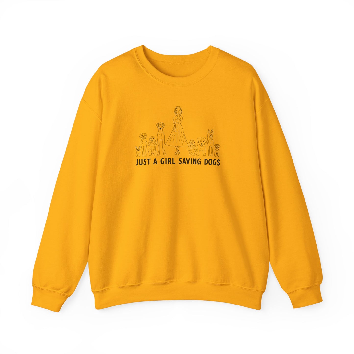 Just a Girl Saving Dogs Sketch Unisex Heavy Blend™ Crewneck Sweatshirt