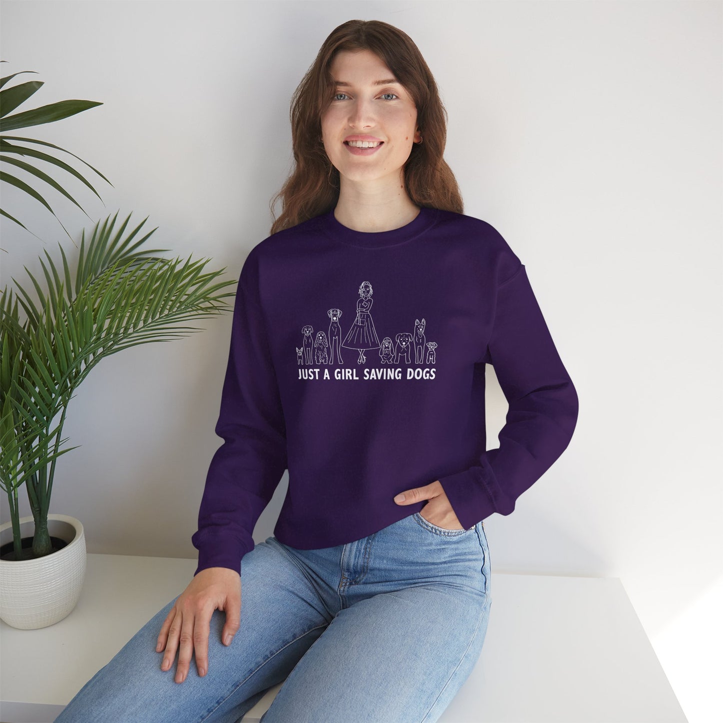 Just a Girl Saving Dogs Sketch Unisex Heavy Blend™ Crewneck Sweatshirt