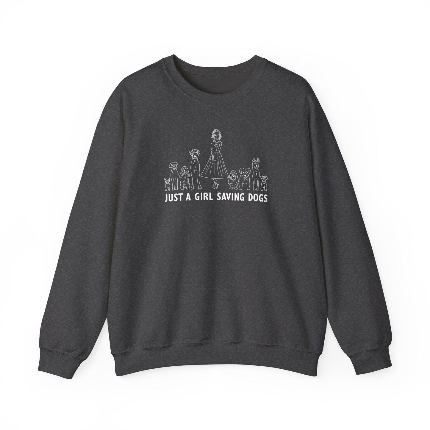 Just a Girl Saving Dogs Sketch Unisex Heavy Blend™ Crewneck Sweatshirt