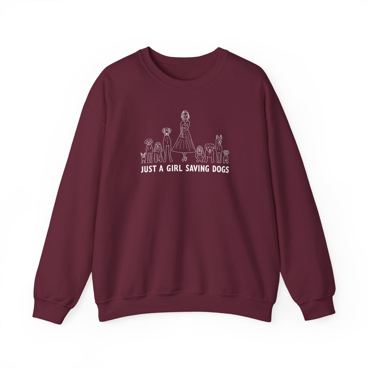Just a Girl Saving Dogs Sketch Unisex Heavy Blend™ Crewneck Sweatshirt