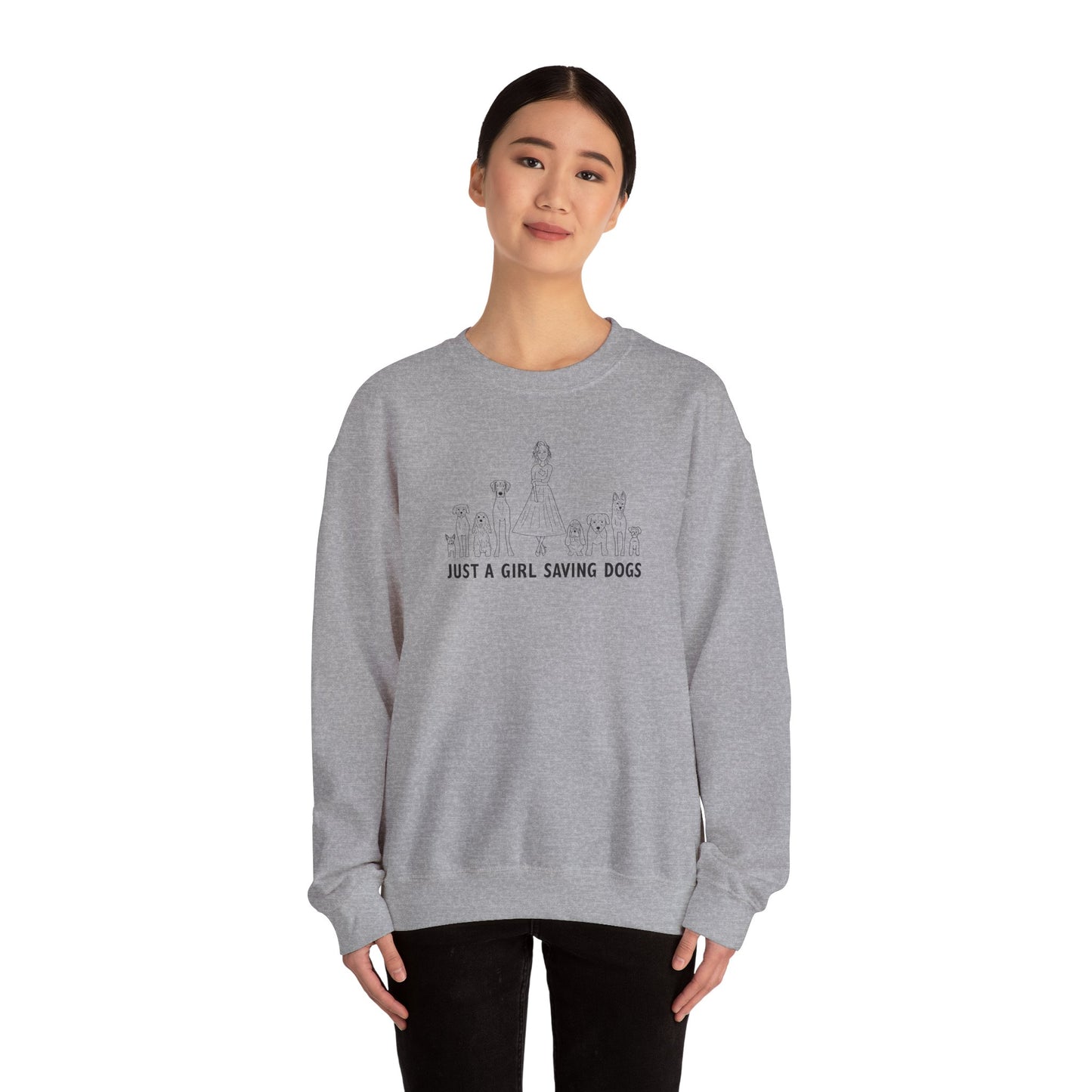 Just a Girl Saving Dogs Sketch Unisex Heavy Blend™ Crewneck Sweatshirt