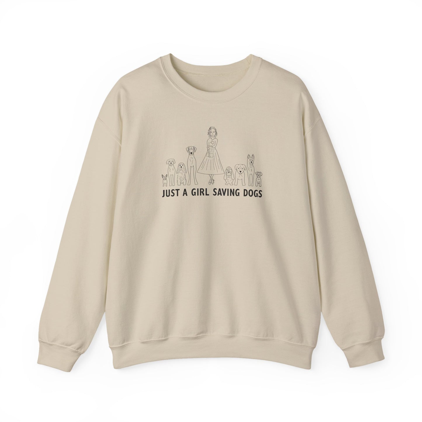 Just a Girl Saving Dogs Sketch Unisex Heavy Blend™ Crewneck Sweatshirt