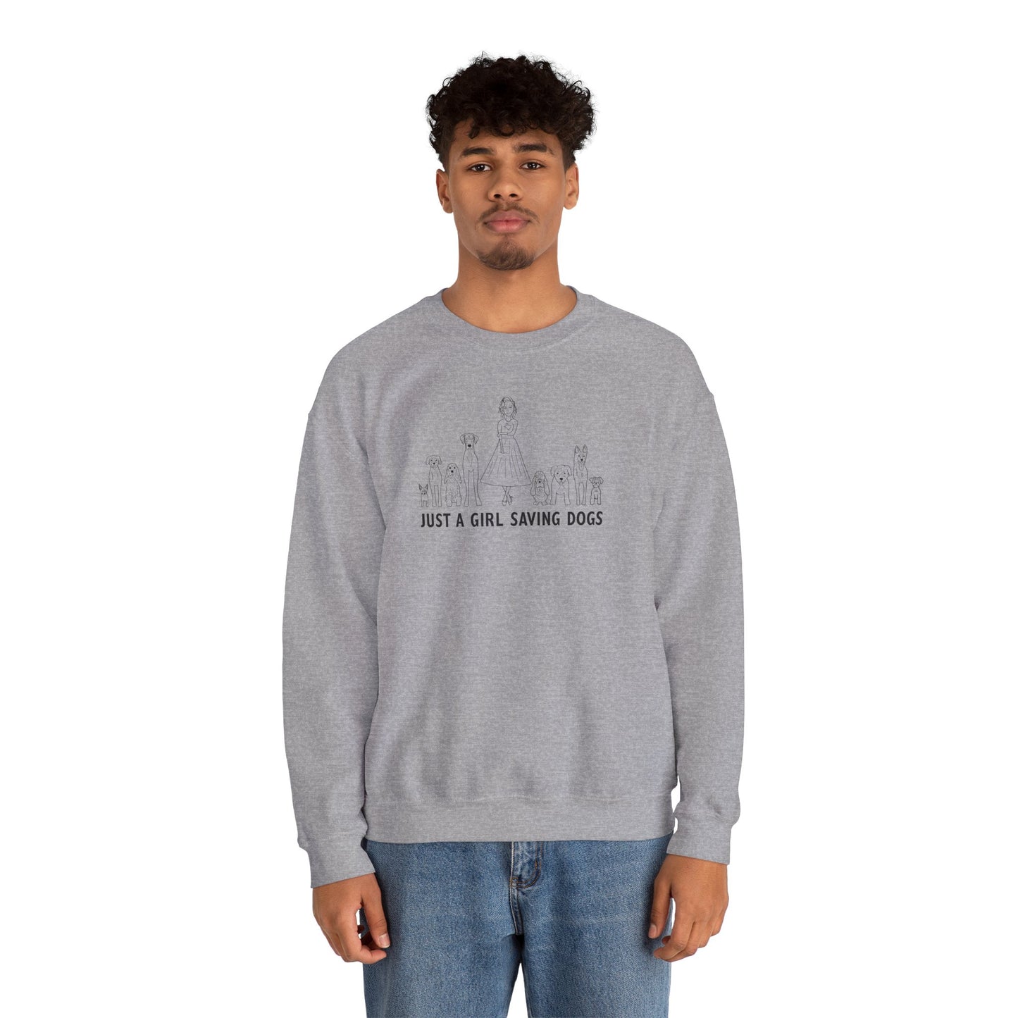 Just a Girl Saving Dogs Sketch Unisex Heavy Blend™ Crewneck Sweatshirt