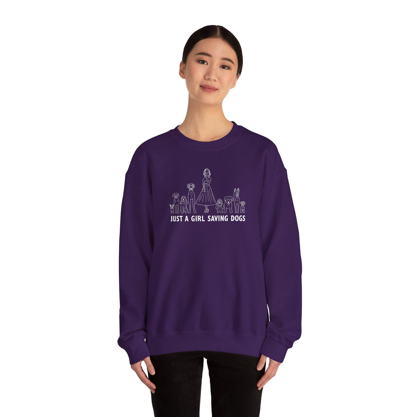 Just a Girl Saving Dogs Sketch Unisex Heavy Blend™ Crewneck Sweatshirt