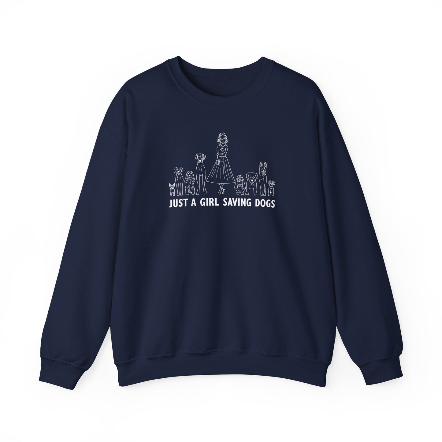 Just a Girl Saving Dogs Sketch Unisex Heavy Blend™ Crewneck Sweatshirt