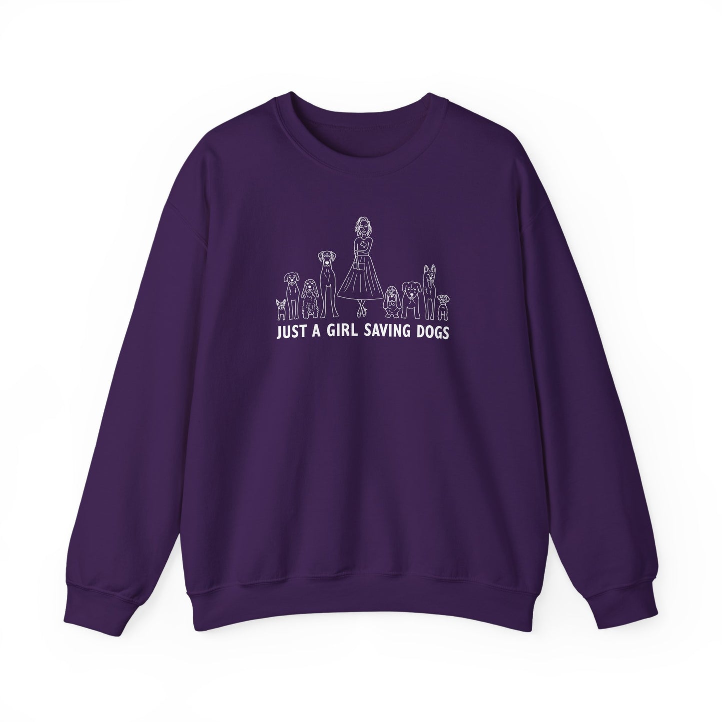 Just a Girl Saving Dogs Sketch Unisex Heavy Blend™ Crewneck Sweatshirt