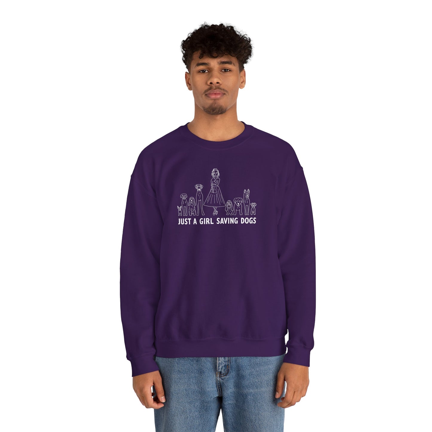 Just a Girl Saving Dogs Sketch Unisex Heavy Blend™ Crewneck Sweatshirt