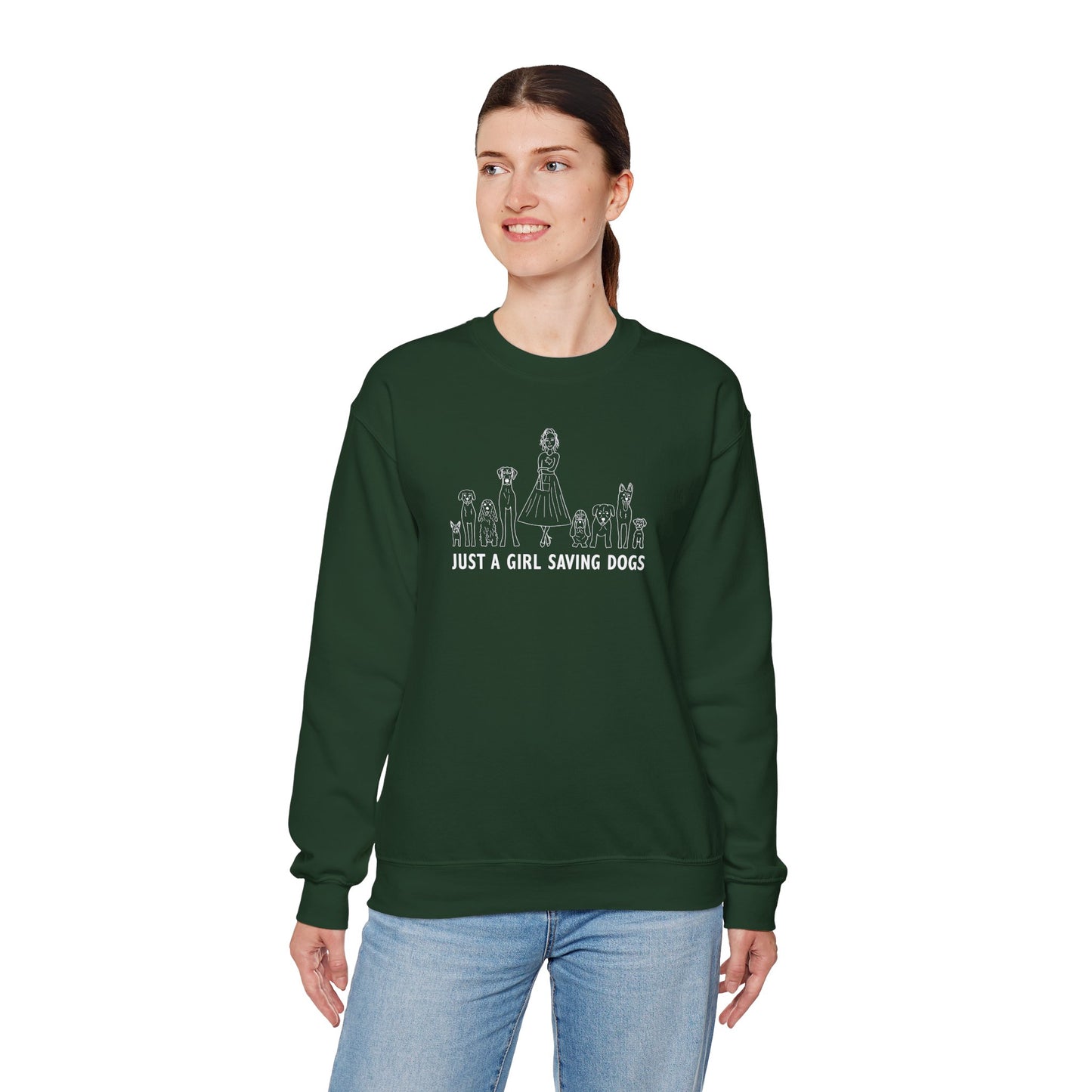 Just a Girl Saving Dogs Sketch Unisex Heavy Blend™ Crewneck Sweatshirt