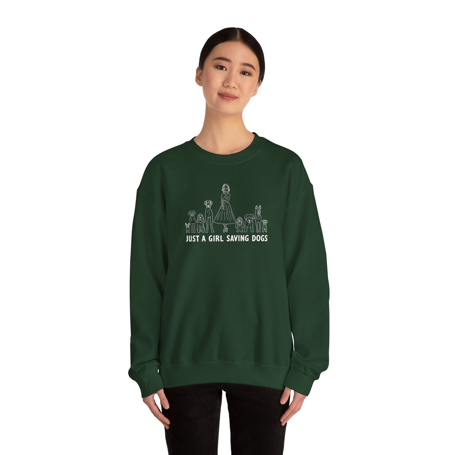 Just a Girl Saving Dogs Sketch Unisex Heavy Blend™ Crewneck Sweatshirt