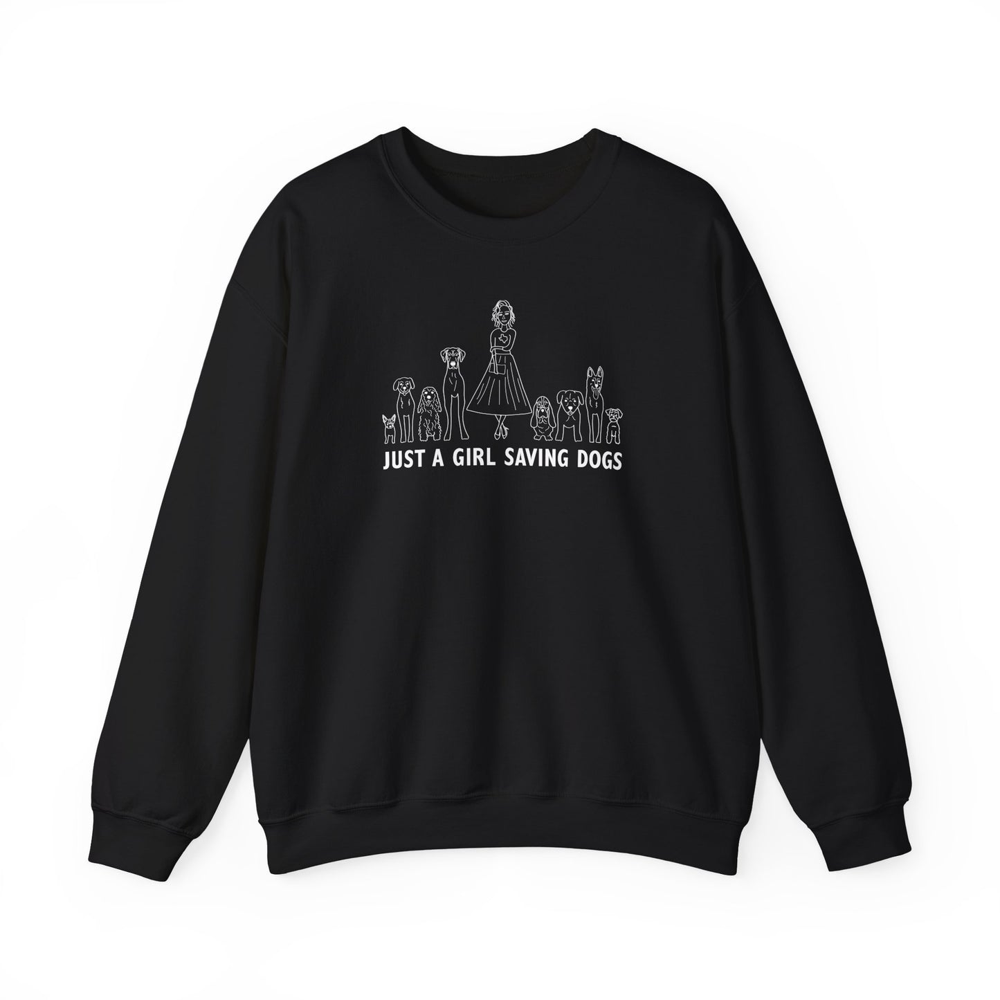 Just a Girl Saving Dogs Sketch Unisex Heavy Blend™ Crewneck Sweatshirt