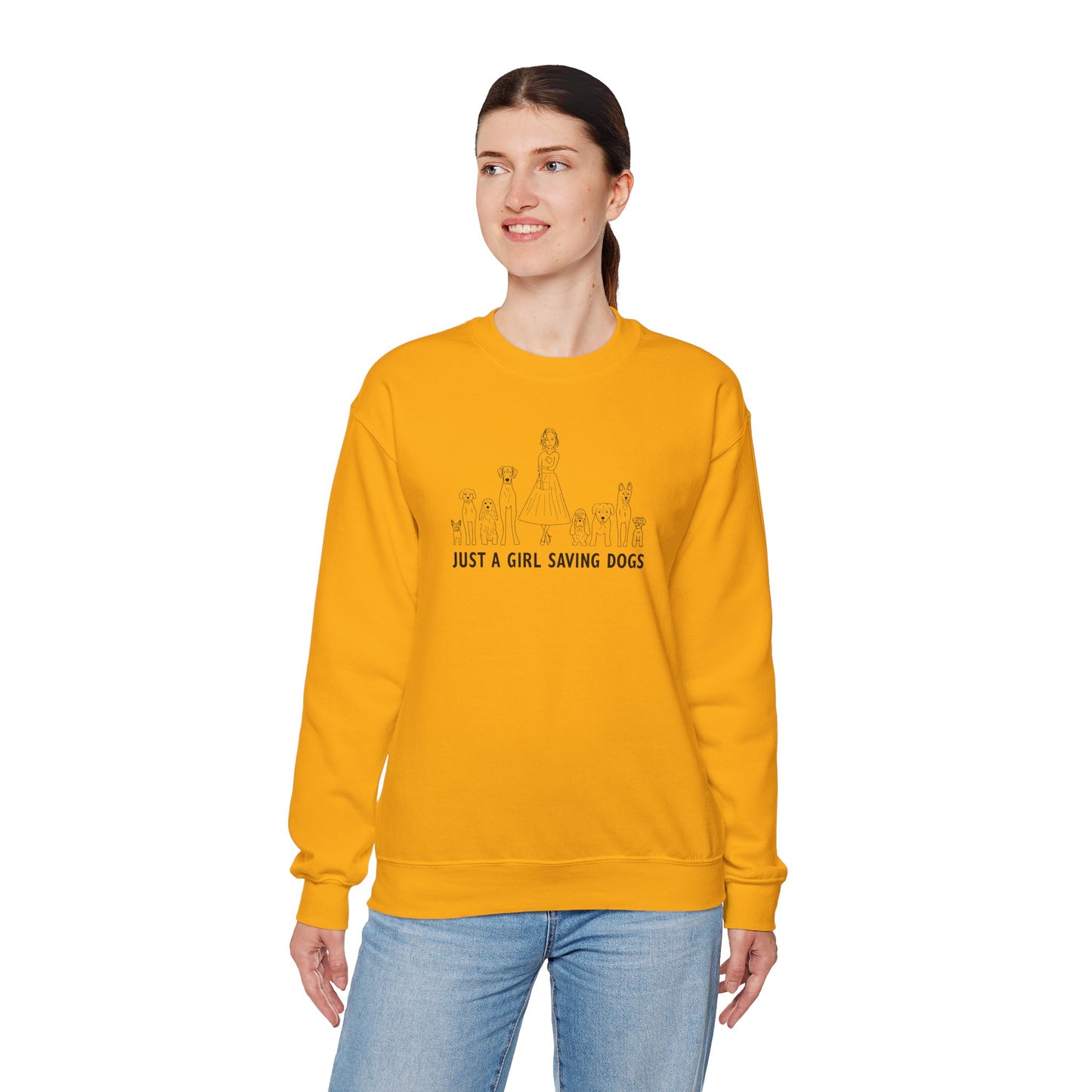 Just a Girl Saving Dogs Sketch Unisex Heavy Blend™ Crewneck Sweatshirt