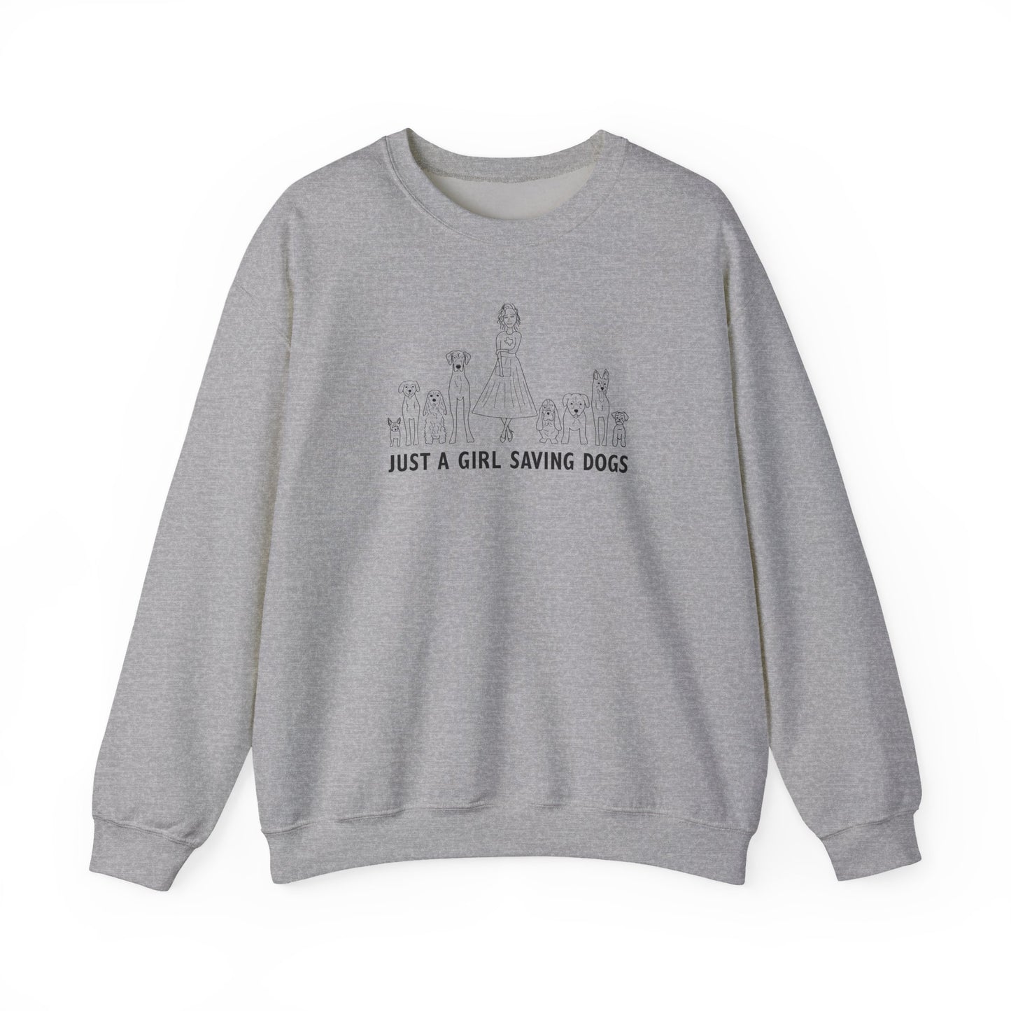 Just a Girl Saving Dogs Sketch Unisex Heavy Blend™ Crewneck Sweatshirt
