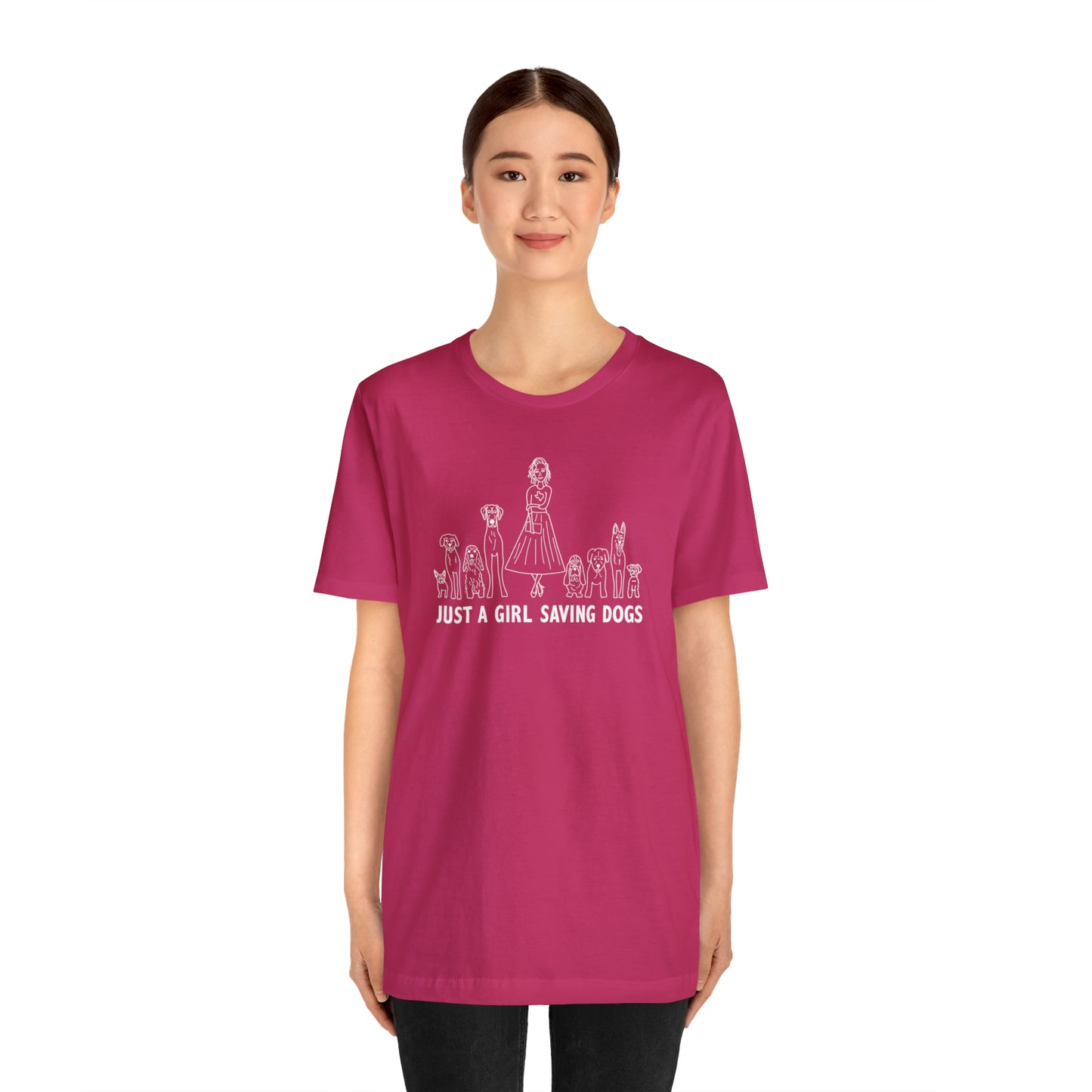 Just a Girl Saving Dogs Sketch T Shirt