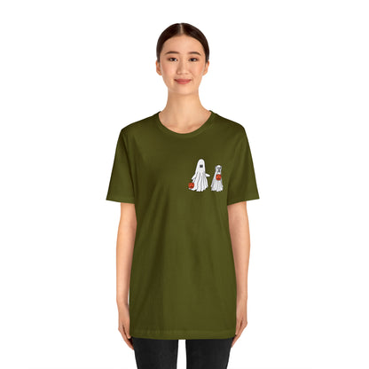 Howl-oween Dog Ghost T Shirt (pocket design)