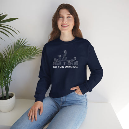 Just a Girl Saving Dogs Sketch Unisex Heavy Blend™ Crewneck Sweatshirt