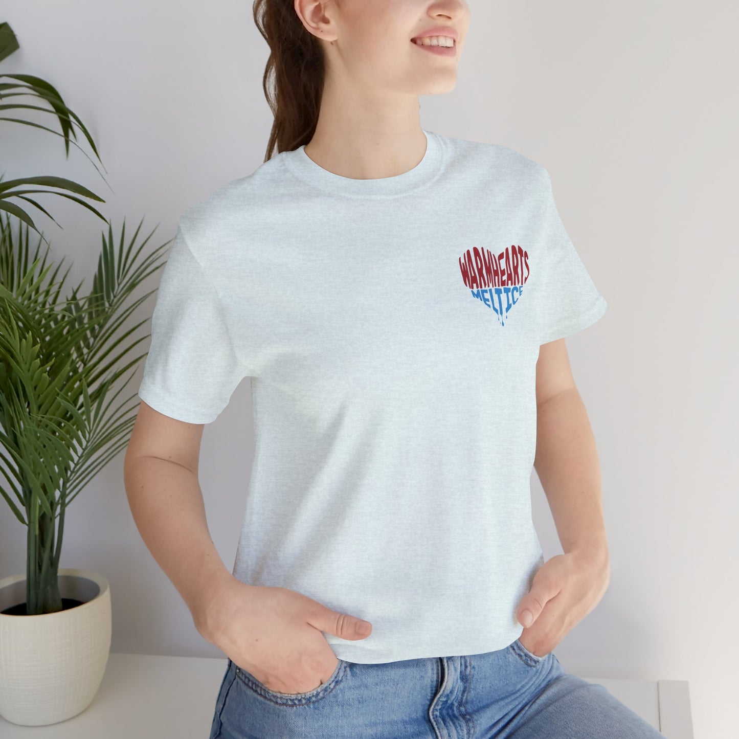 Warm Hearts Melt Ice T Shirt (pocket design)