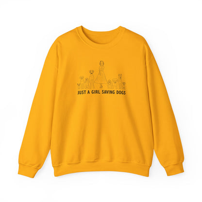 Just a Girl Saving Dogs Sketch Unisex Heavy Blend™ Crewneck Sweatshirt