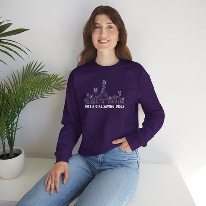 Just a Girl Saving Dogs Sketch Unisex Heavy Blend™ Crewneck Sweatshirt