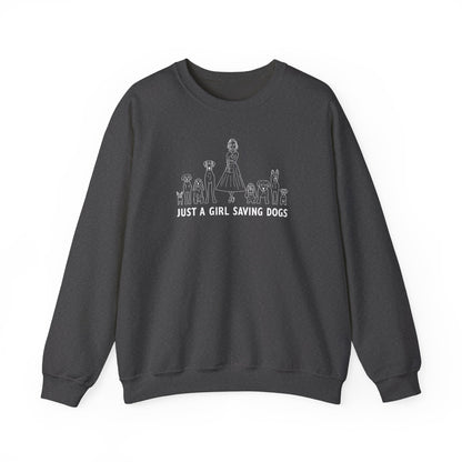 Just a Girl Saving Dogs Sketch Unisex Heavy Blend™ Crewneck Sweatshirt