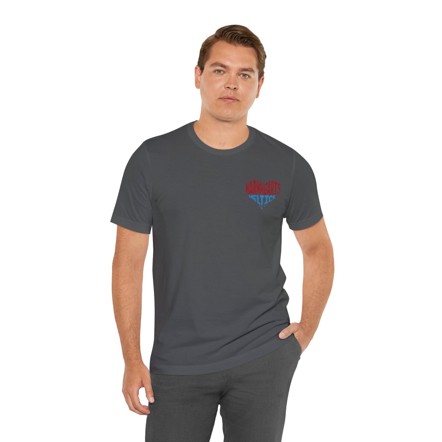 Warm Hearts Melt Ice T Shirt (pocket design)