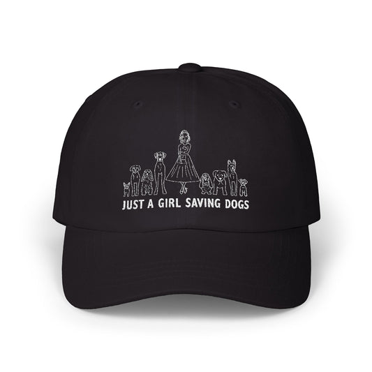 Just a Girl Saving Dogs Sketch Classic Dad Cap - Dark Colors