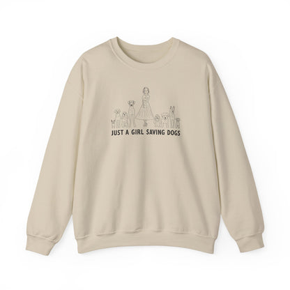 Just a Girl Saving Dogs Sketch Unisex Heavy Blend™ Crewneck Sweatshirt