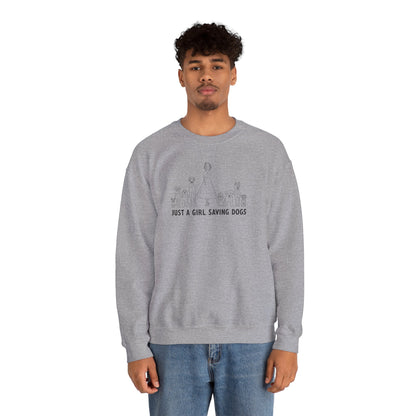 Just a Girl Saving Dogs Sketch Unisex Heavy Blend™ Crewneck Sweatshirt