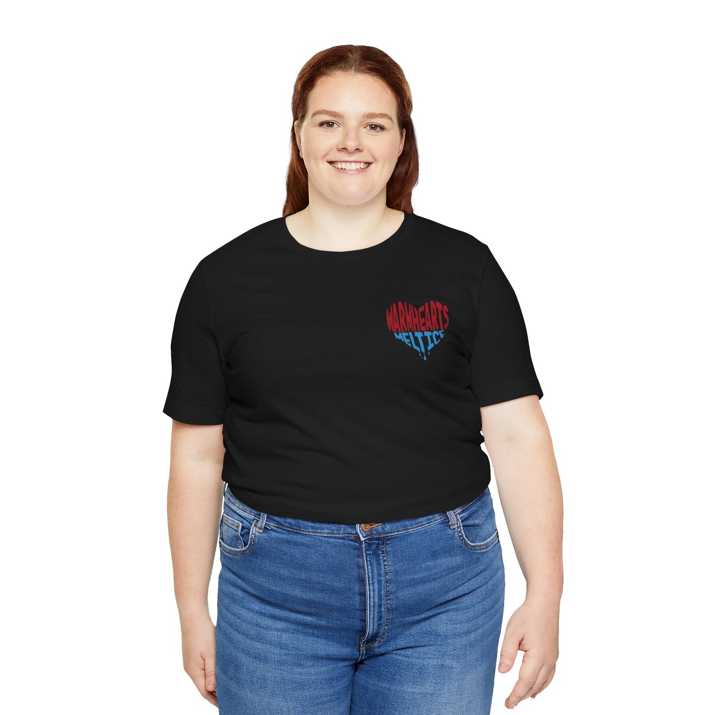 Warm Hearts Melt Ice T Shirt (pocket design)