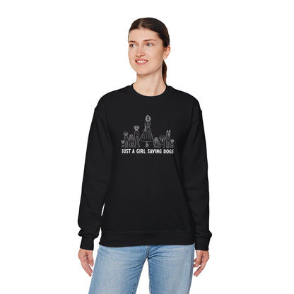 Just a Girl Saving Dogs Sketch Unisex Heavy Blend™ Crewneck Sweatshirt