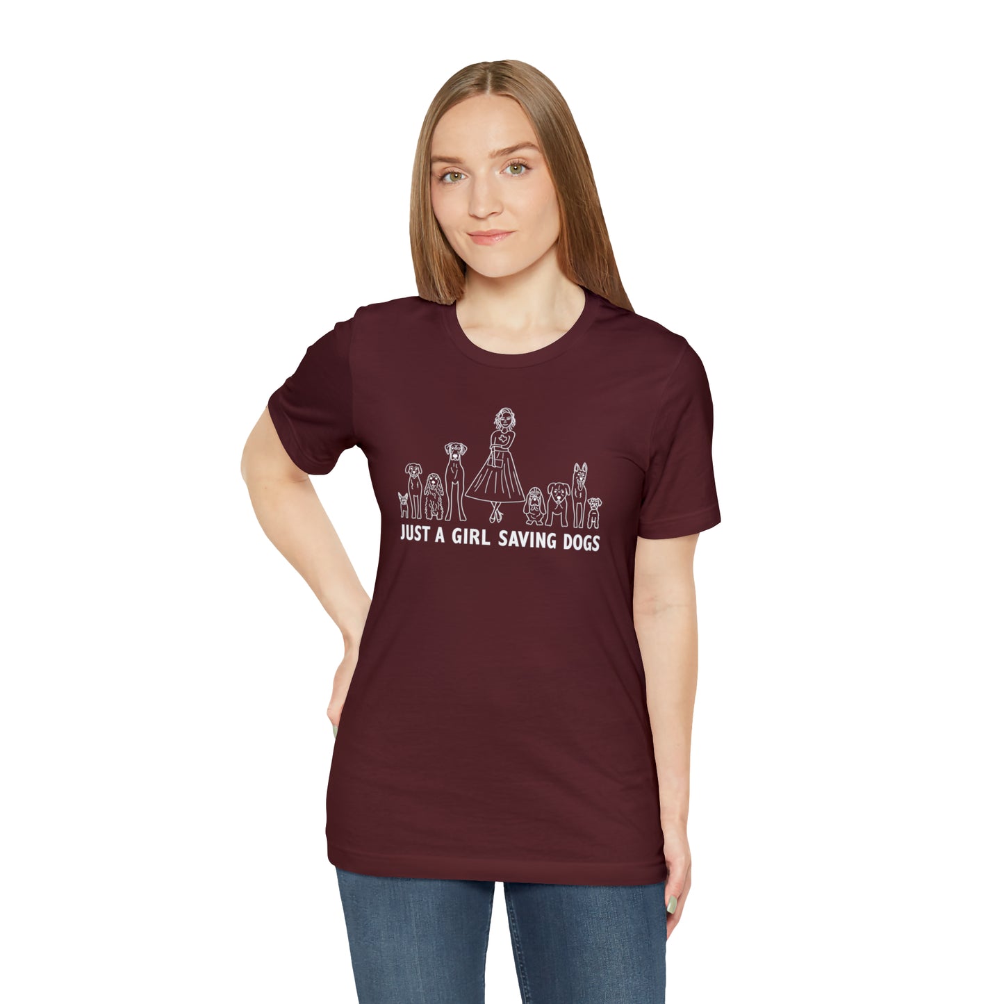 Just a Girl Saving Dogs Sketch T Shirt