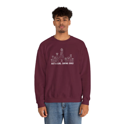 Just a Girl Saving Dogs Sketch Unisex Heavy Blend™ Crewneck Sweatshirt