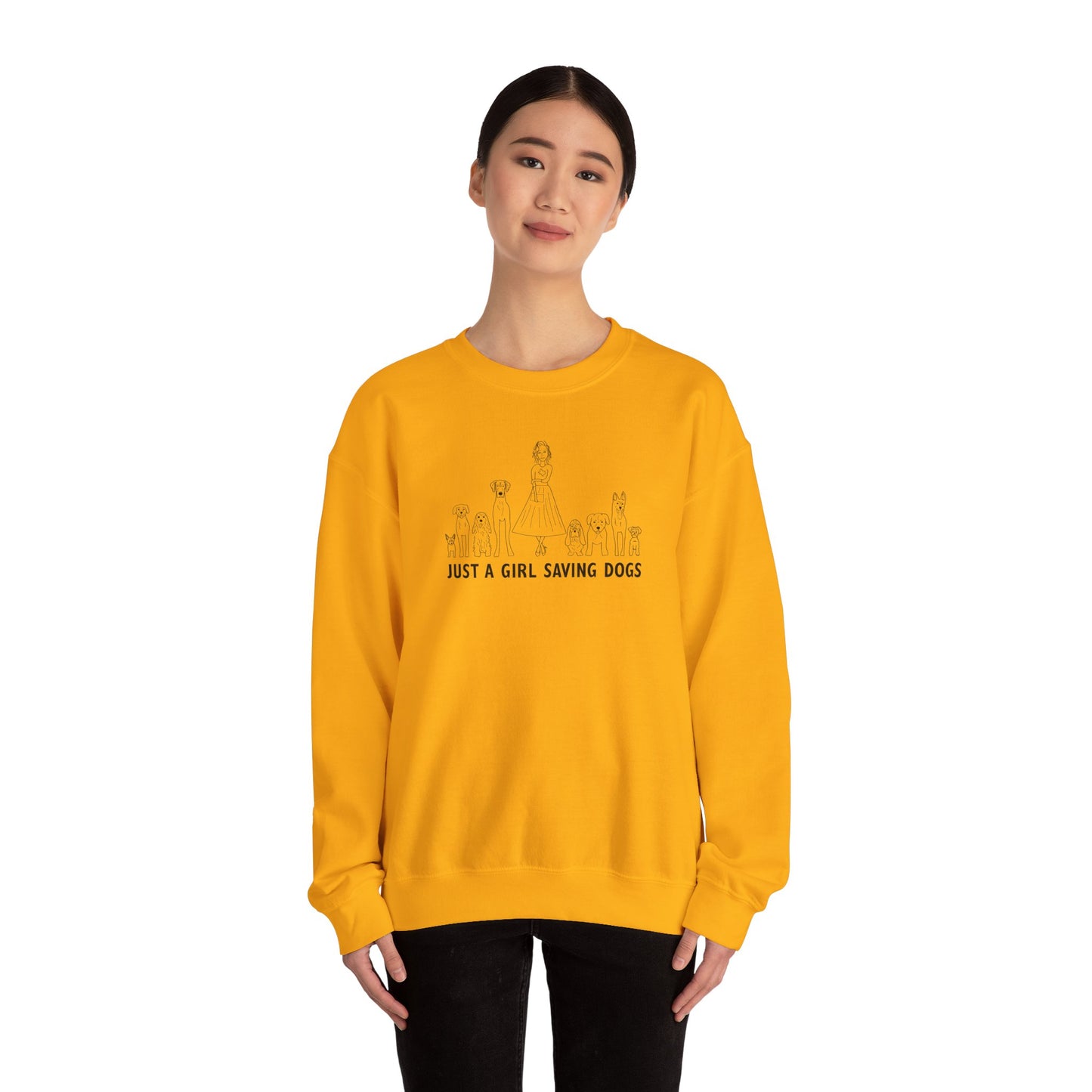 Just a Girl Saving Dogs Sketch Unisex Heavy Blend™ Crewneck Sweatshirt