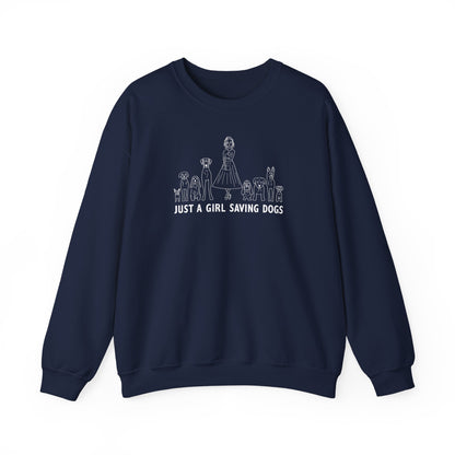 Just a Girl Saving Dogs Sketch Unisex Heavy Blend™ Crewneck Sweatshirt