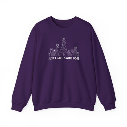 Just a Girl Saving Dogs Sketch Unisex Heavy Blend™ Crewneck Sweatshirt