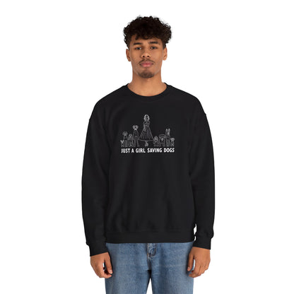 Just a Girl Saving Dogs Sketch Unisex Heavy Blend™ Crewneck Sweatshirt