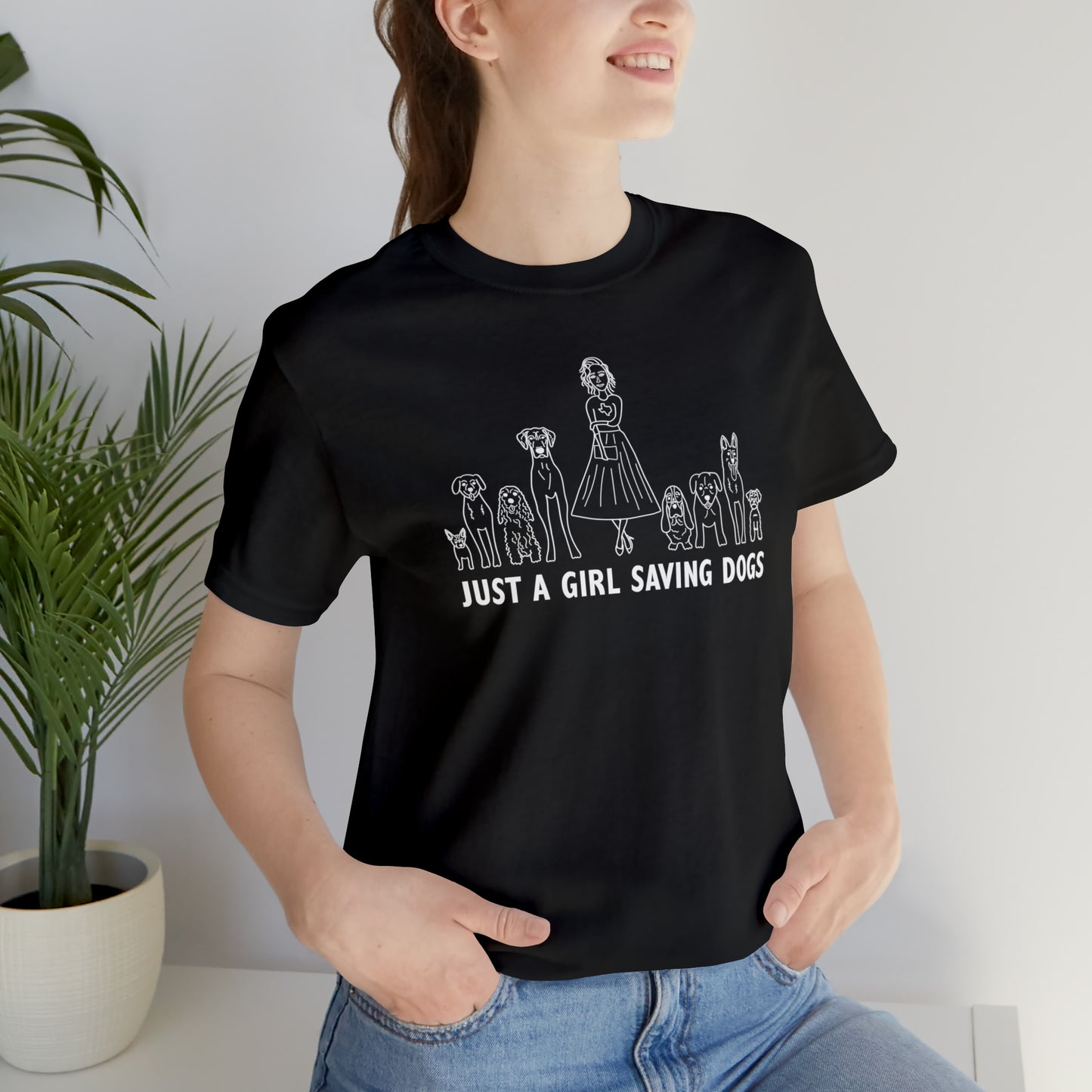 Just a Girl Saving Dogs Sketch T Shirt