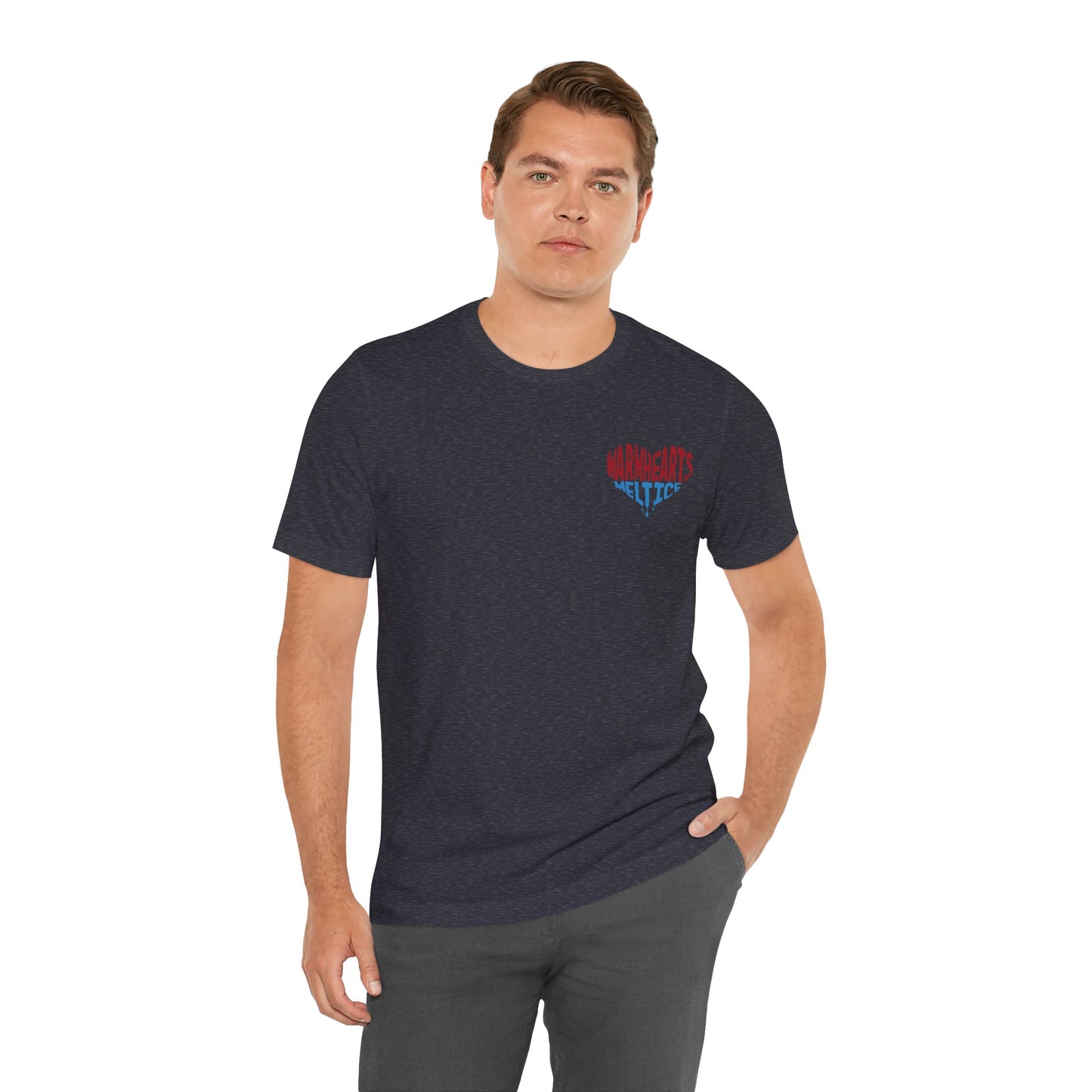 Warm Hearts Melt Ice T Shirt (pocket design)