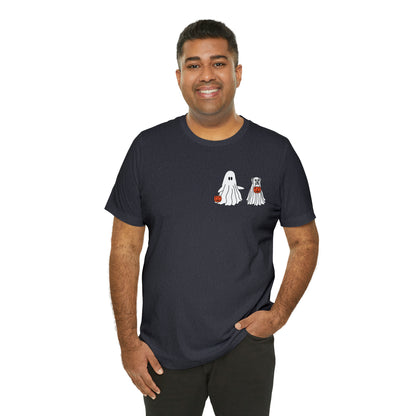 Howl-oween Dog Ghost T Shirt (pocket design)