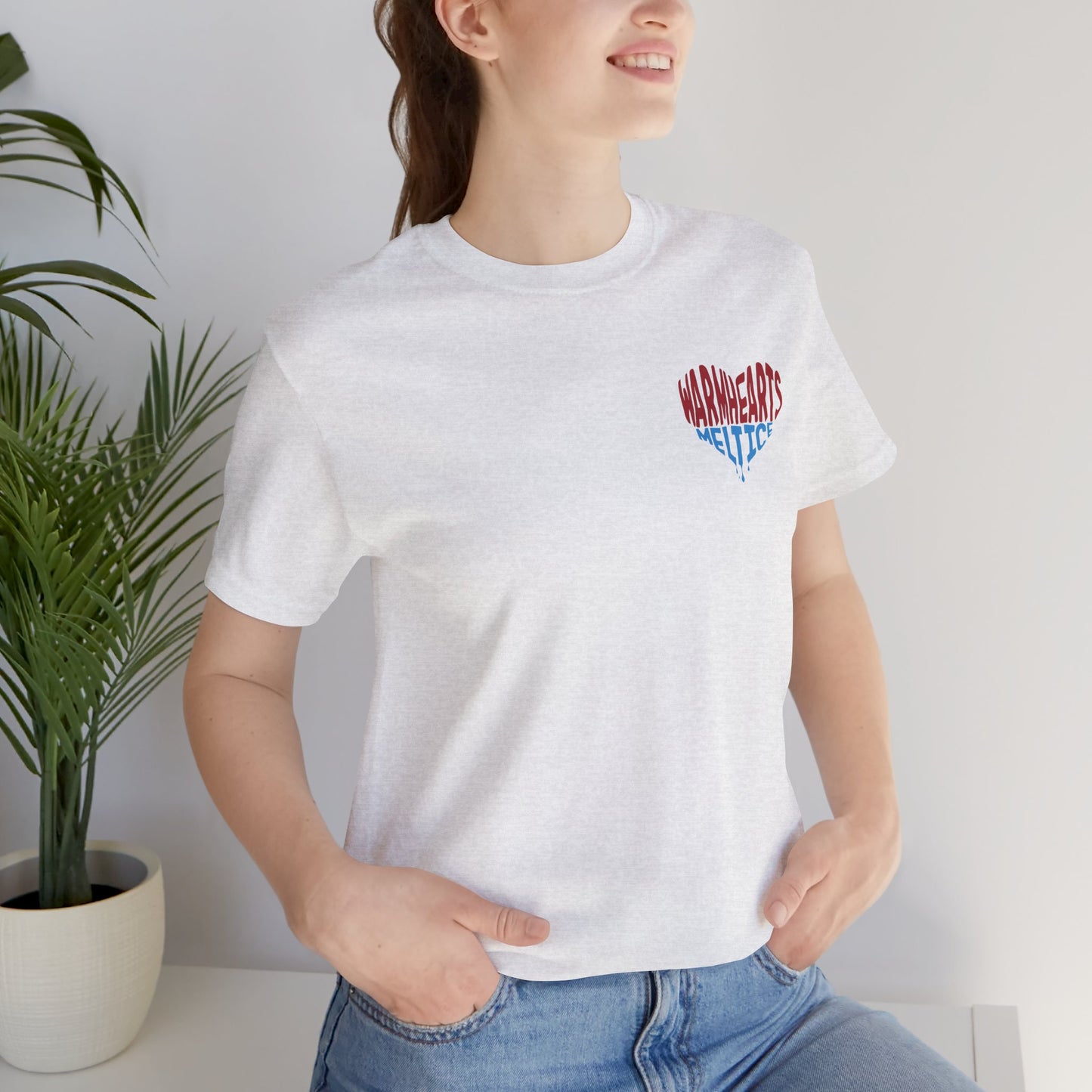Warm Hearts Melt Ice T Shirt (pocket design)