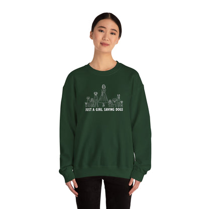 Just a Girl Saving Dogs Sketch Unisex Heavy Blend™ Crewneck Sweatshirt