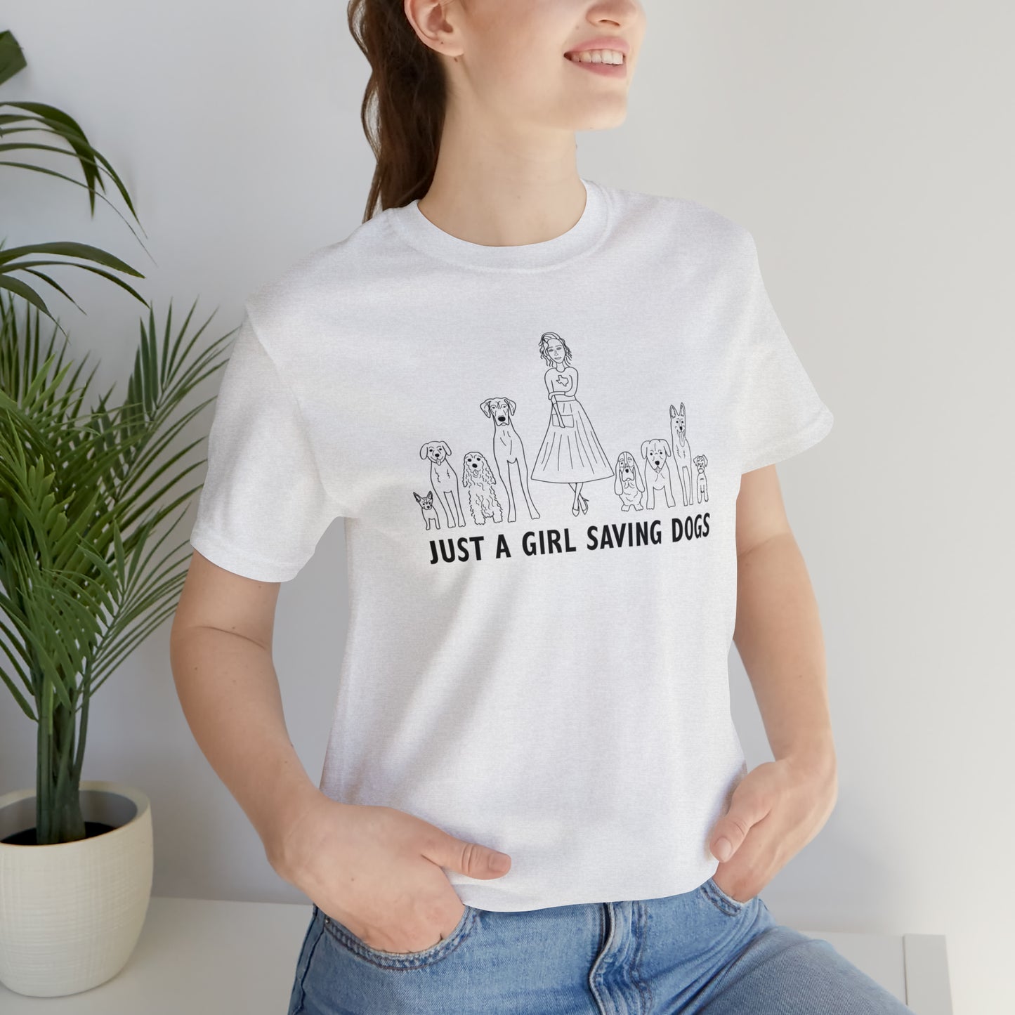 Just a Girl Saving Dogs Sketch T Shirt