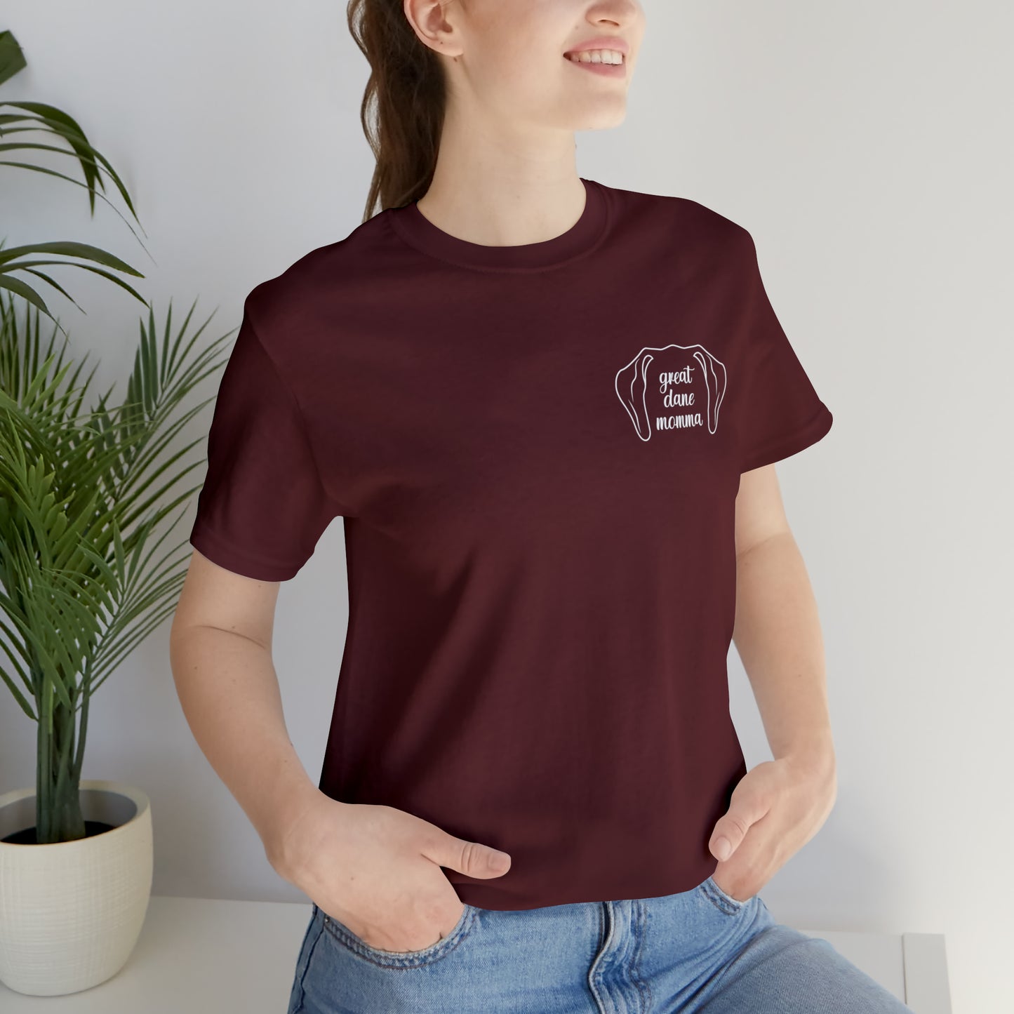 Great Dane Momma Ears T Shirt (pocket design)