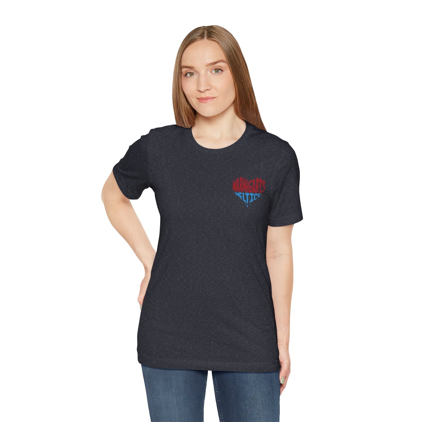 Warm Hearts Melt Ice T Shirt (pocket design)