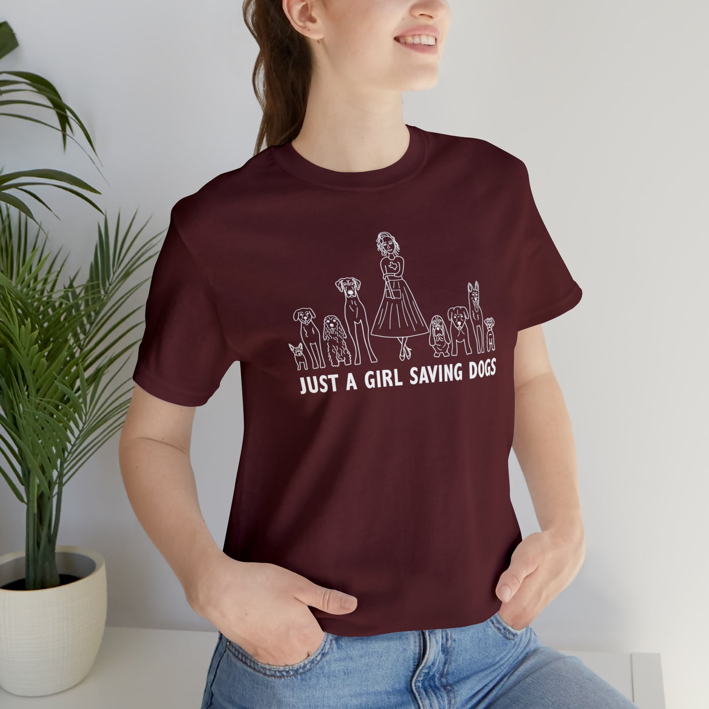 Just a Girl Saving Dogs Sketch T Shirt