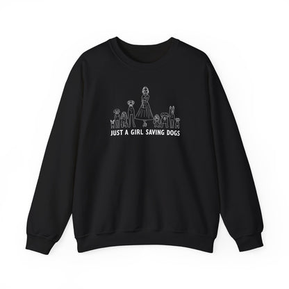 Just a Girl Saving Dogs Sketch Unisex Heavy Blend™ Crewneck Sweatshirt