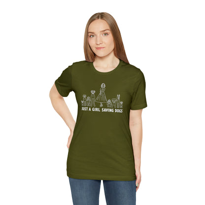 Just a Girl Saving Dogs Sketch T Shirt